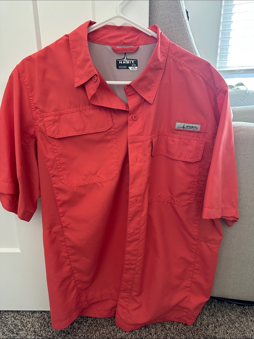Habit Men's Short-Sleeve Button-Down Shirt - Red